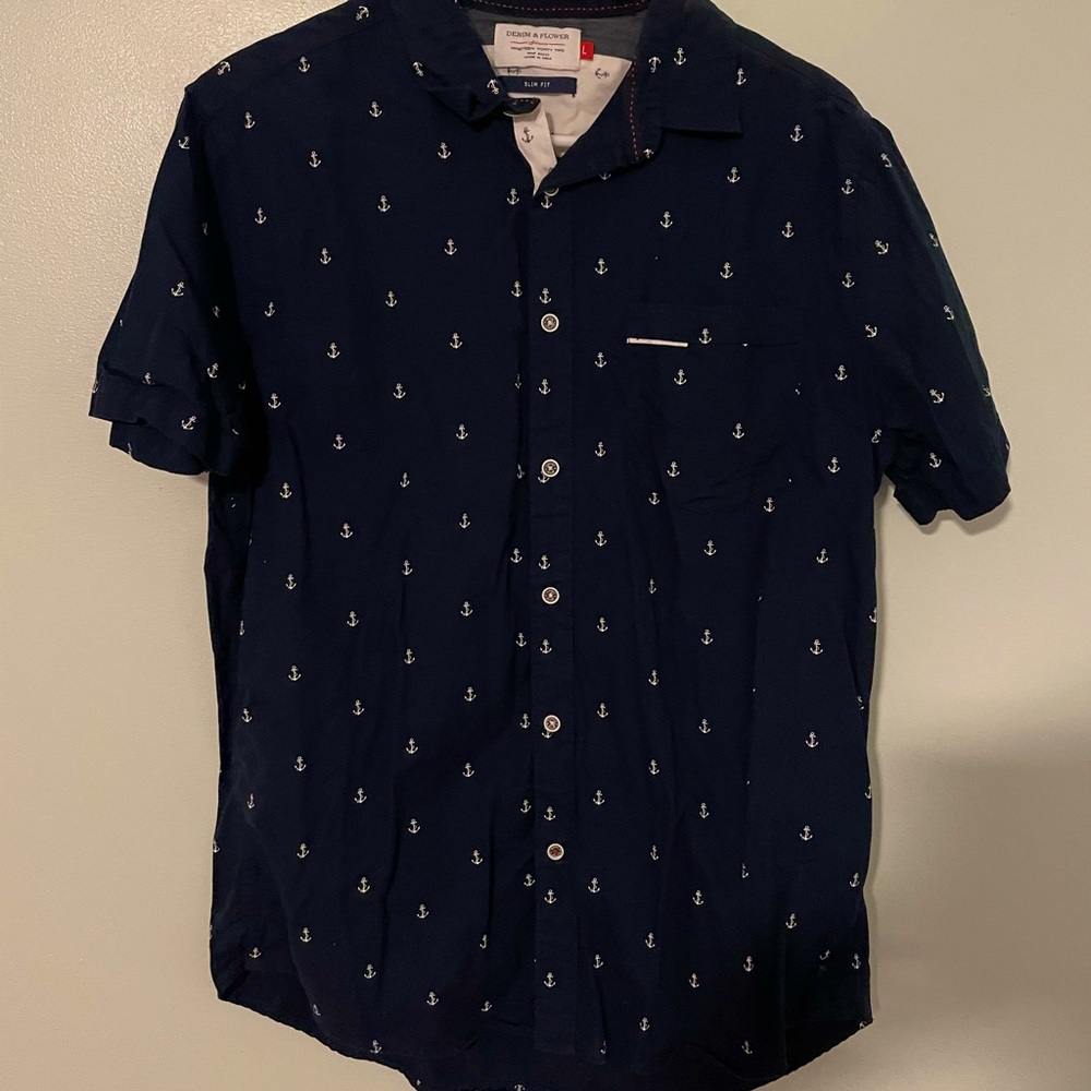 Denim & Flower Anchor Sailor Shirt